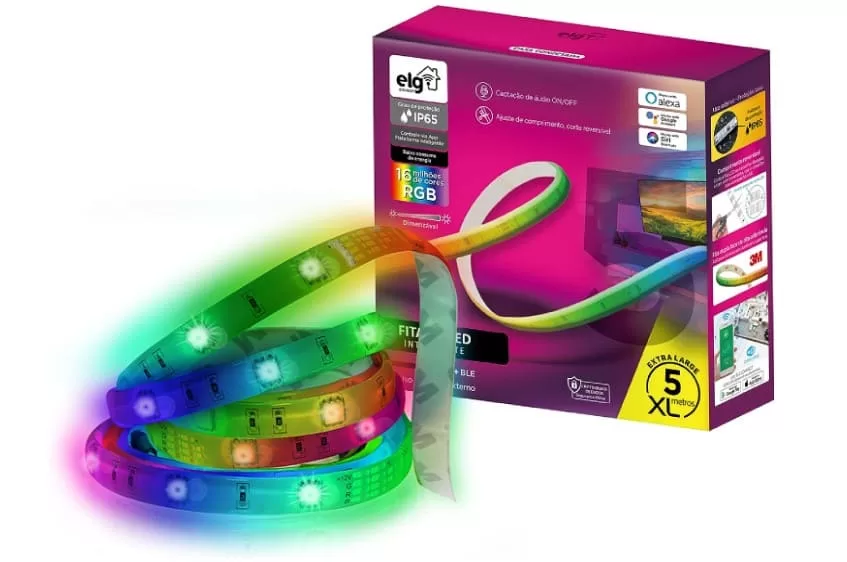 10 - Fita de LED 5 Metros Dimerizável RGB Inteligente WI-FI e Bluetooth IP65 - SHFL201 – ELG