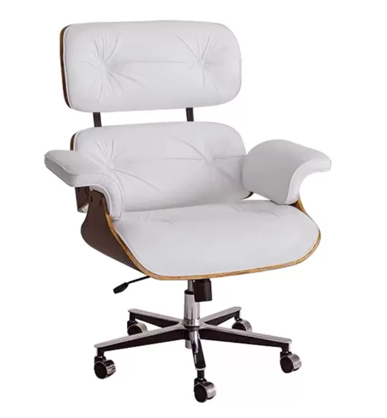 3 - Cadeira Escritório Leitura Office Exec Couro Sintético Branco - Charles Eames