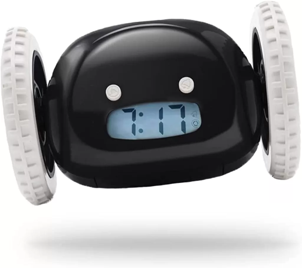 3 - Relógio Despertador Sobre Rodas Original Alarme Extra Alto Chrome - Clocky