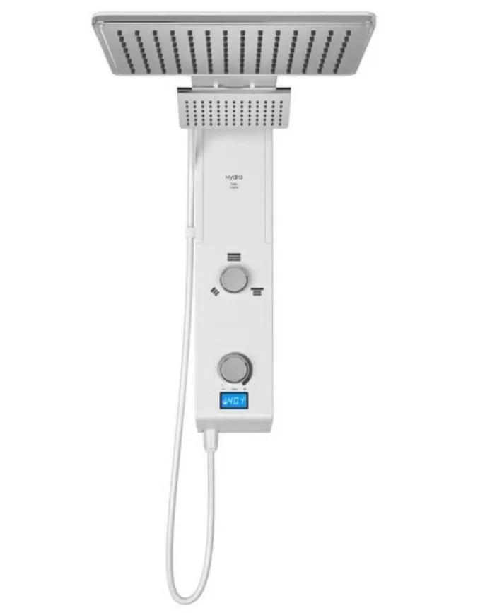 4 - Chuveiro Elétrico Eletrônico Digital Ducha de Parede Falls Power Branco e Cromo 5500w 110V - Hydra