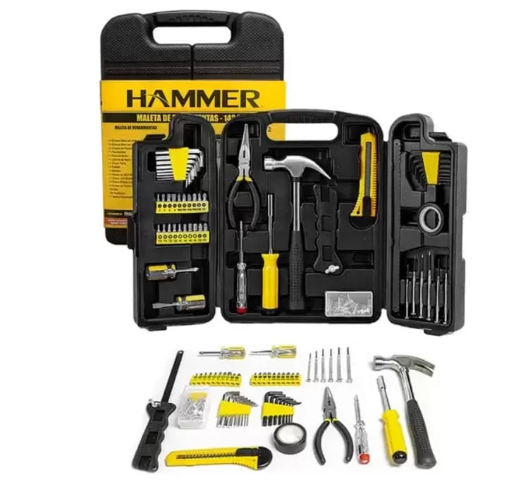 4 - Kit de ferramentas manuais 182 peças com maleta – Hammer