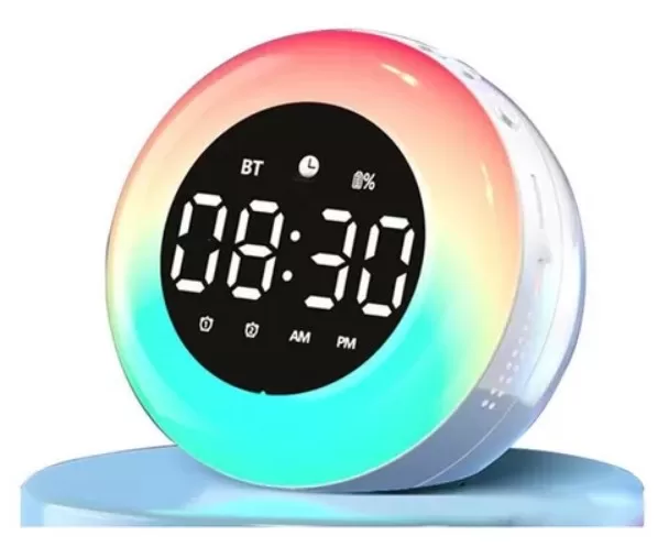4 - Relógio Alarme Digital Mesa Caixa Bluetooth Abajur Led Rgb - Ravan Store