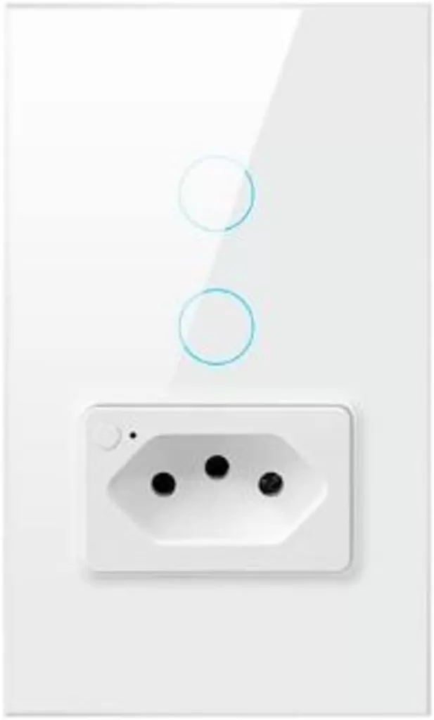 6 - Interruptor Tomada Inteligente Touch - Alexa, Google e Siri (Branco 2 Botões) – 99MX