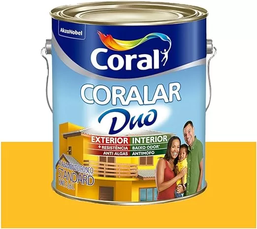 2 - Tinta Acrílica Coralar Duo Standard, Amarelo Frevo, 3.6 L - Coral