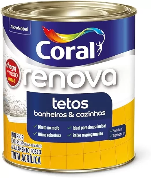 5 - Tinta Fosco Chega de Mofo Econômico 900ml Branco - Coral