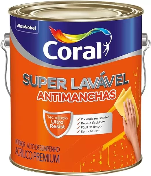 7 - Super Lavável Antimanchas Eggshell Branco 3,6l - Coral